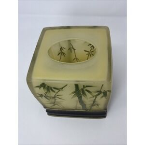 2005 Global Home Tissue Cover Hand Painted Cast Resin Durable Bamboo Design